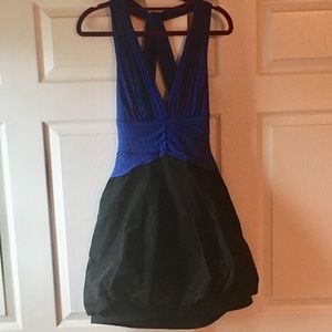 Black and Blue night time cocktail backless dress